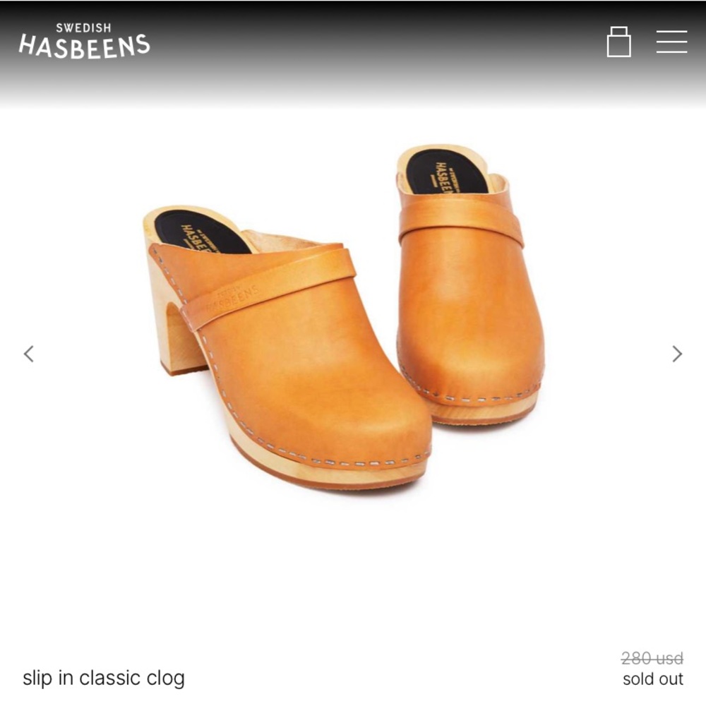 Swedish Hasbeens Slip in Classic Clog Natural 37 SOLD OUT